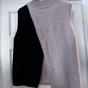 Black and Cream Sleeveless Sweater